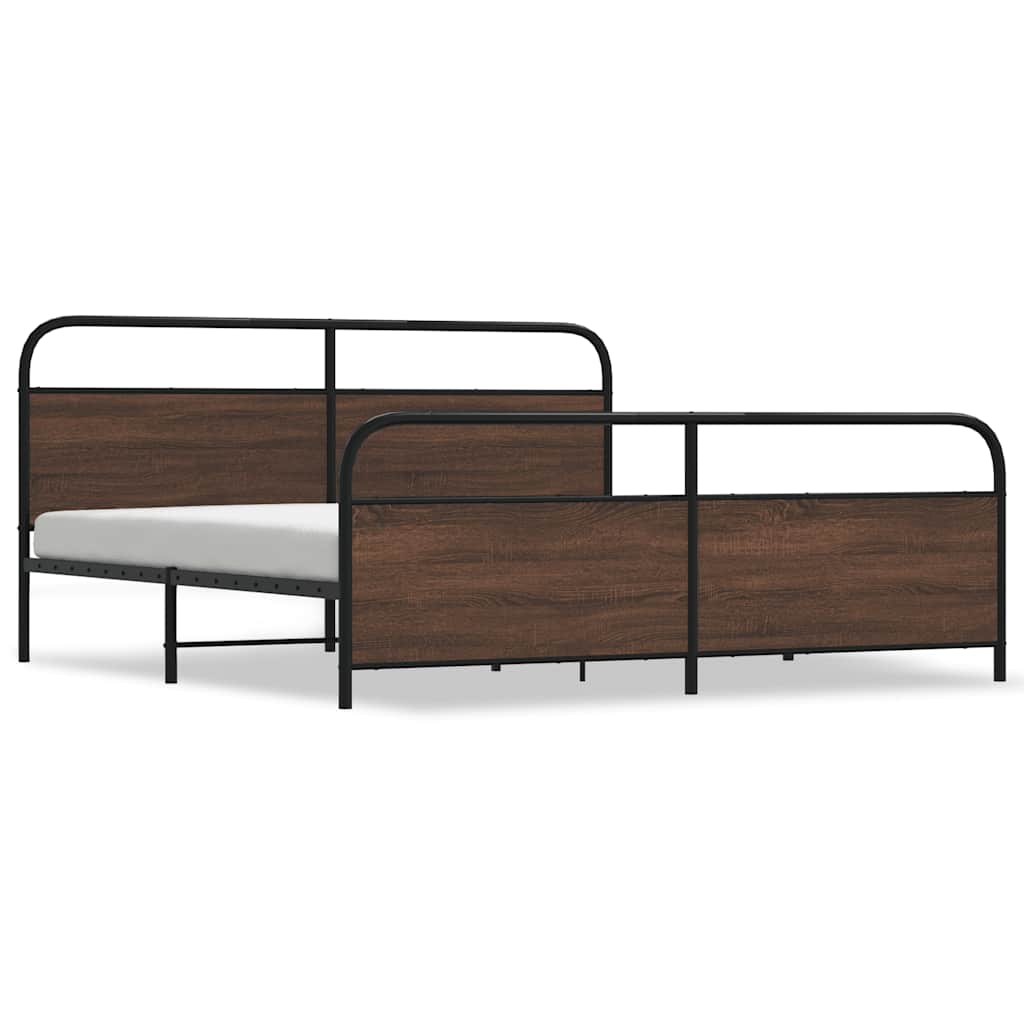 Cadre de lit en métal sans matelas chêne marron 180x200 cm - XIOS