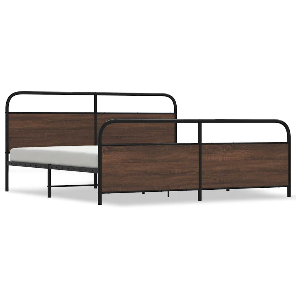 Cadre de lit en métal sans matelas chêne marron 193x203 cm - XIOS