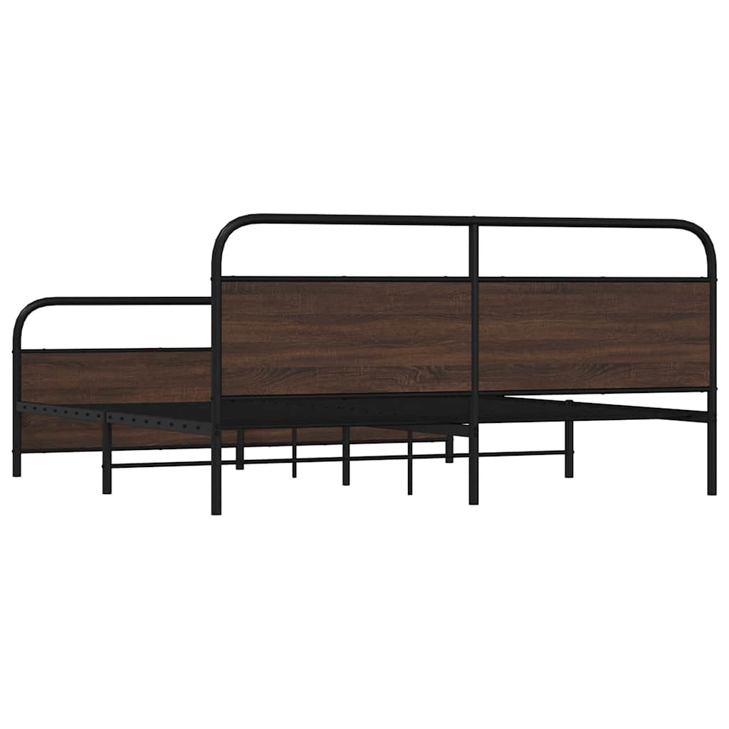 Cadre de lit en métal sans matelas chêne marron 193x203 cm - XIOS