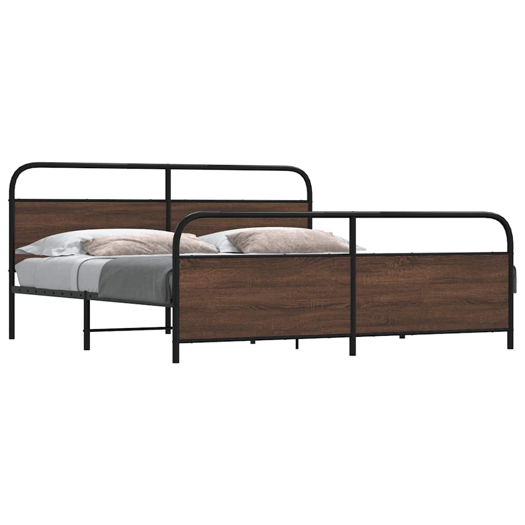 Cadre de lit en métal sans matelas chêne marron 193x203 cm - XIOS