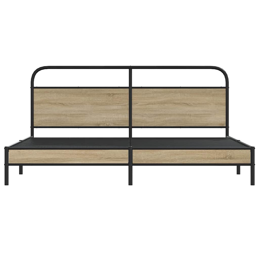 Cadre de lit en métal sans matelas chêne fumé 180x200 cm - XIOS