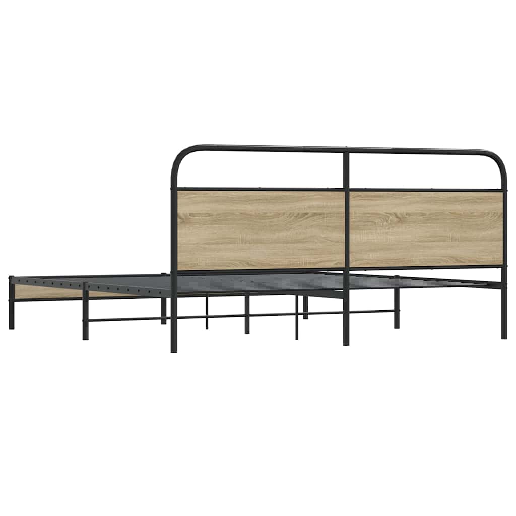 Cadre de lit en métal sans matelas chêne fumé 183x213 cm - XIOS