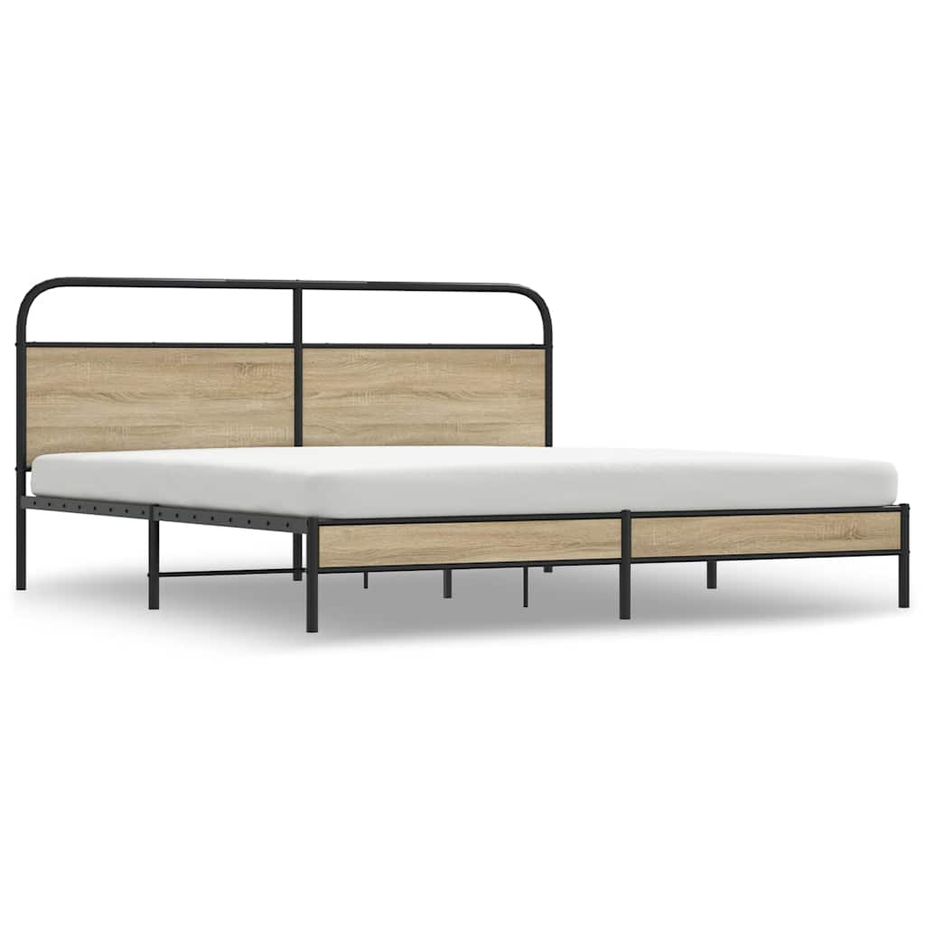 Cadre de lit en métal sans matelas chêne fumé 193x203 cm - XIOS