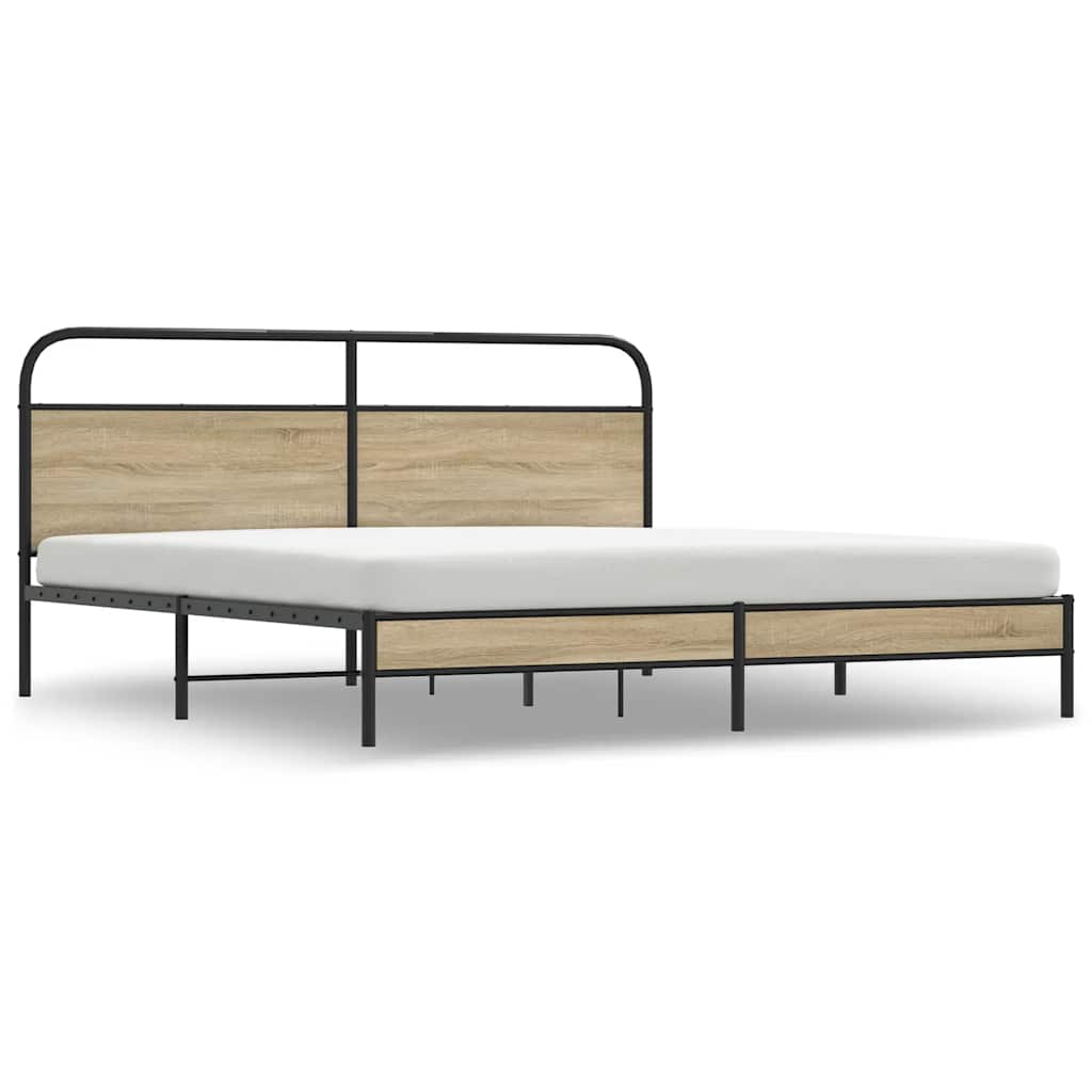 Cadre de lit en métal sans matelas chêne fumé 200x200 cm - XIOS
