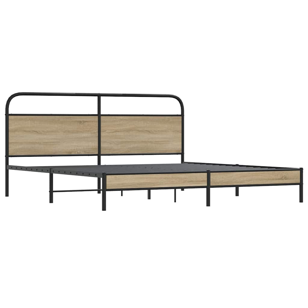 Cadre de lit en métal sans matelas chêne fumé 200x200 cm - XIOS