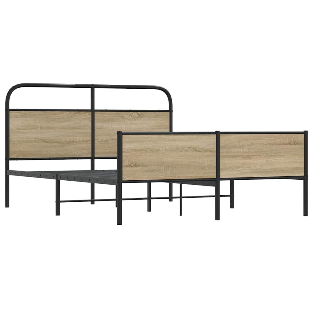Cadre de lit en métal sans matelas chêne fumé 160x200 cm - XIOS