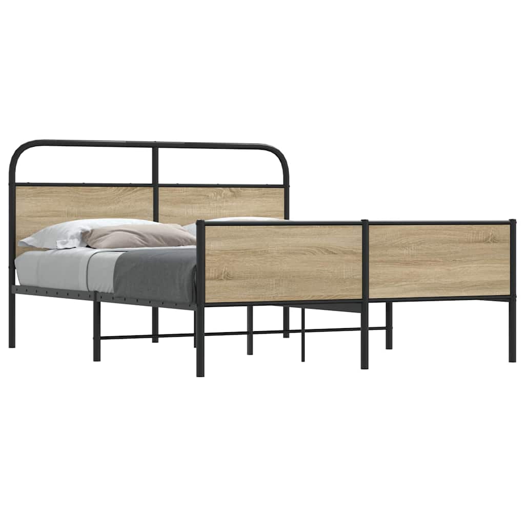 Cadre de lit en métal sans matelas chêne fumé 160x200 cm - XIOS