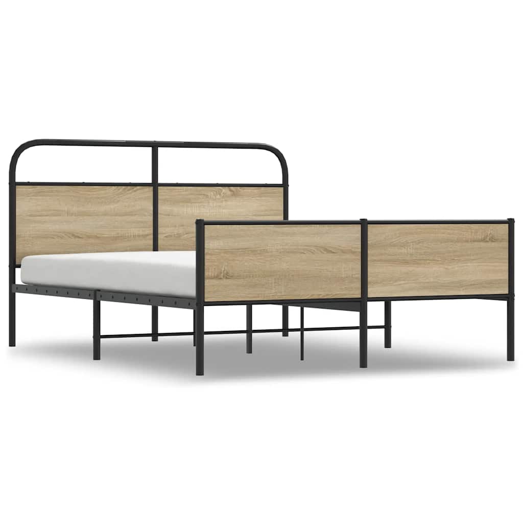 Cadre de lit en métal sans matelas chêne fumé 180x200 cm - XIOS
