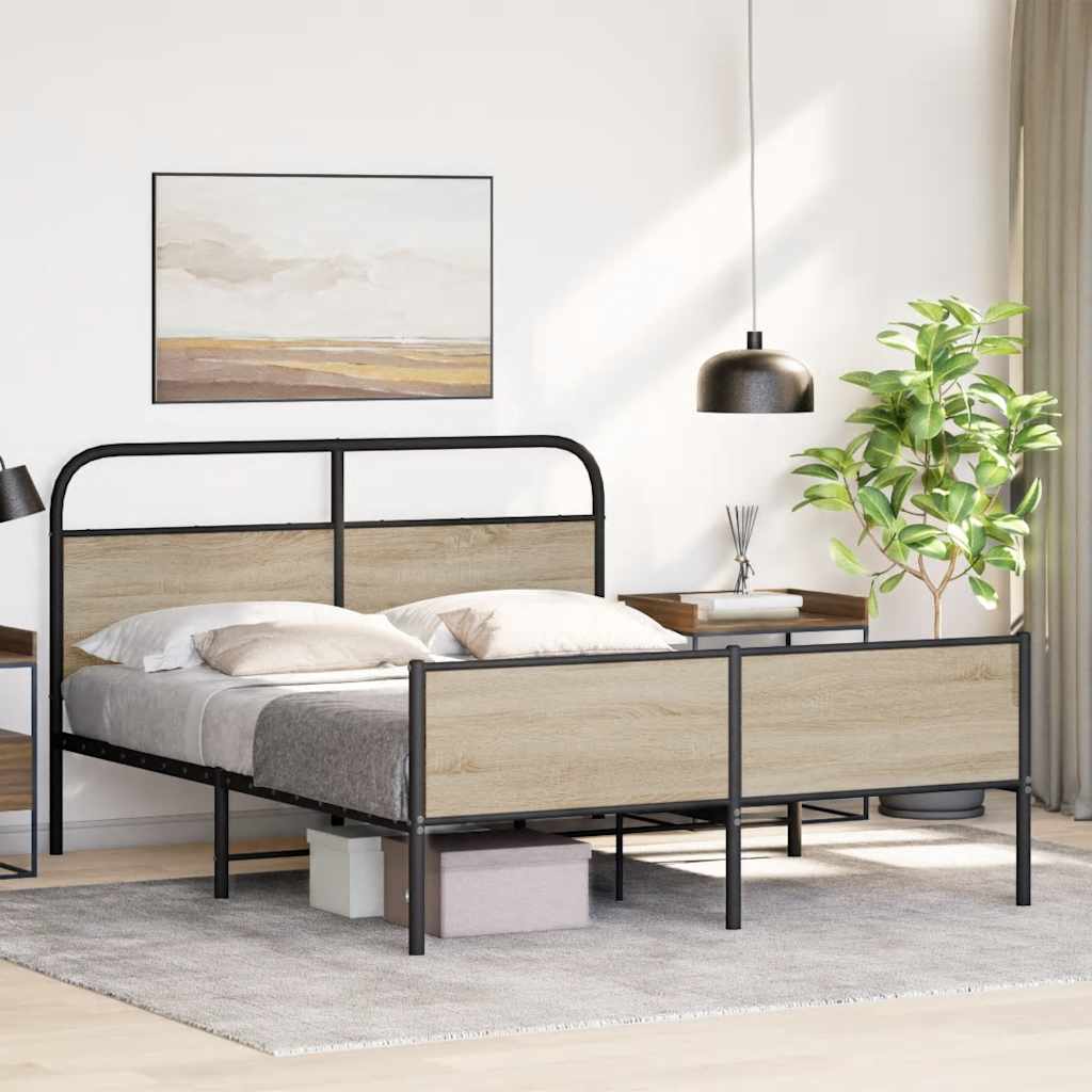 Cadre de lit en métal sans matelas chêne fumé 180x200 cm - XIOS