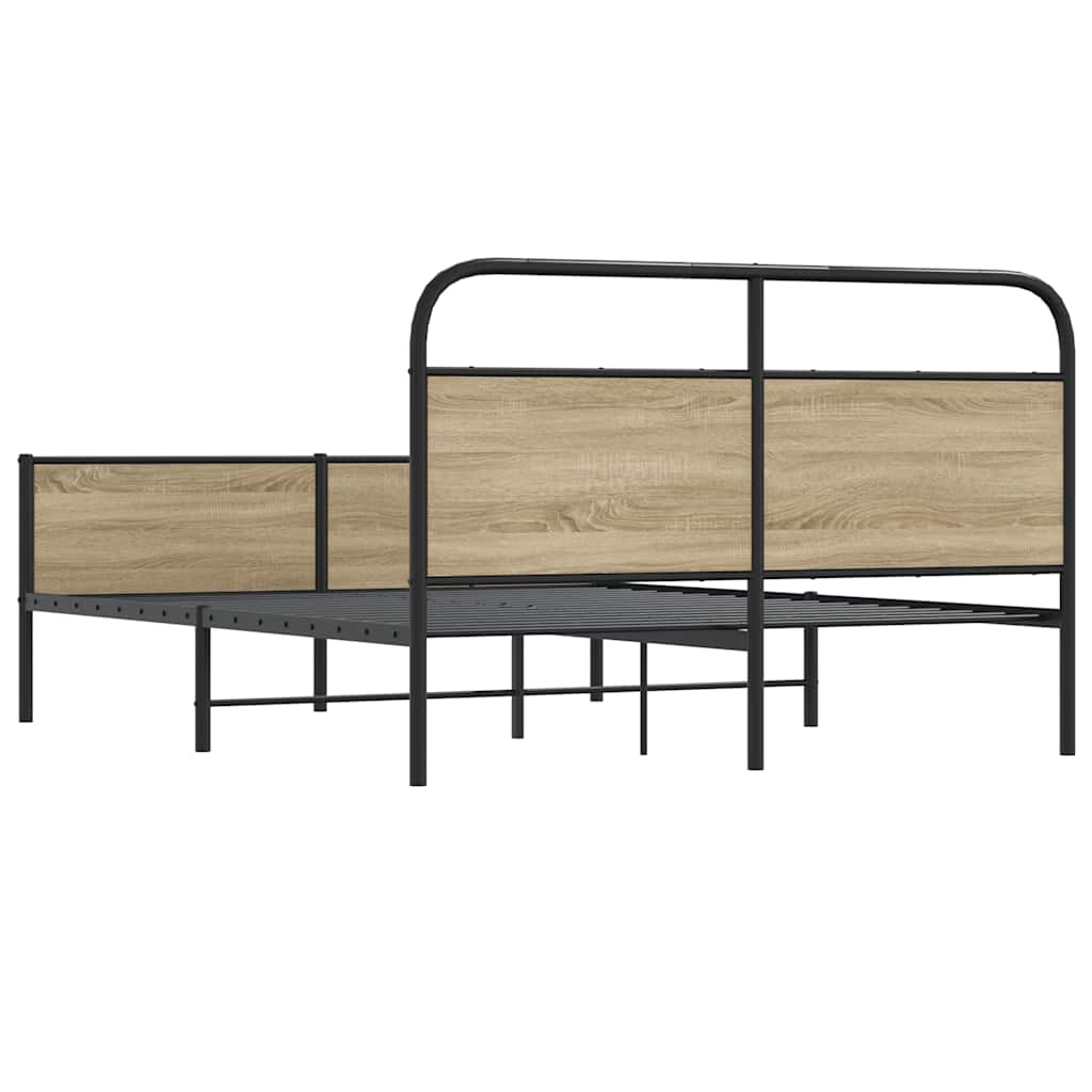 Cadre de lit en métal sans matelas chêne fumé 180x200 cm - XIOS