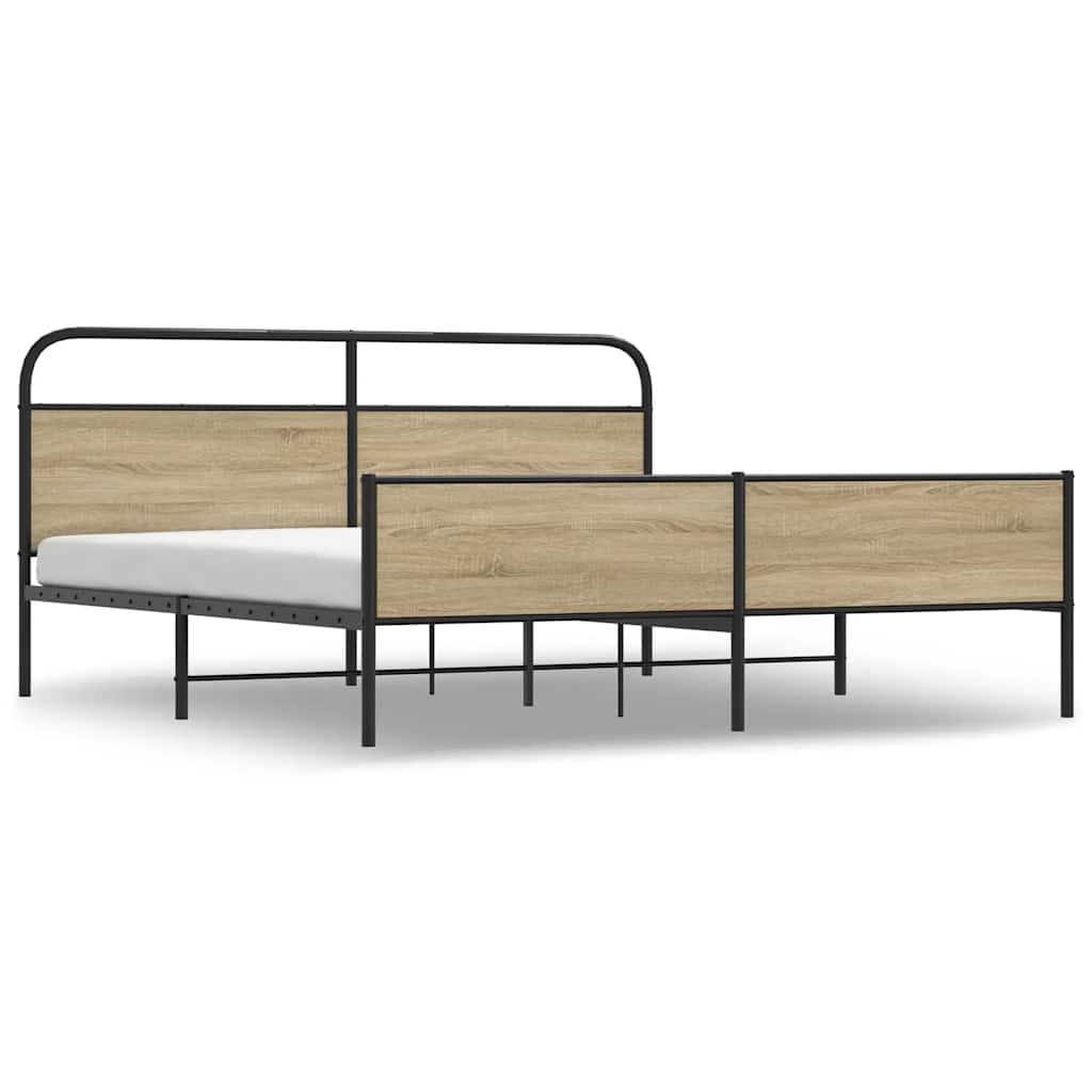 Cadre de lit en métal sans matelas chêne fumé 183x213 cm - XIOS