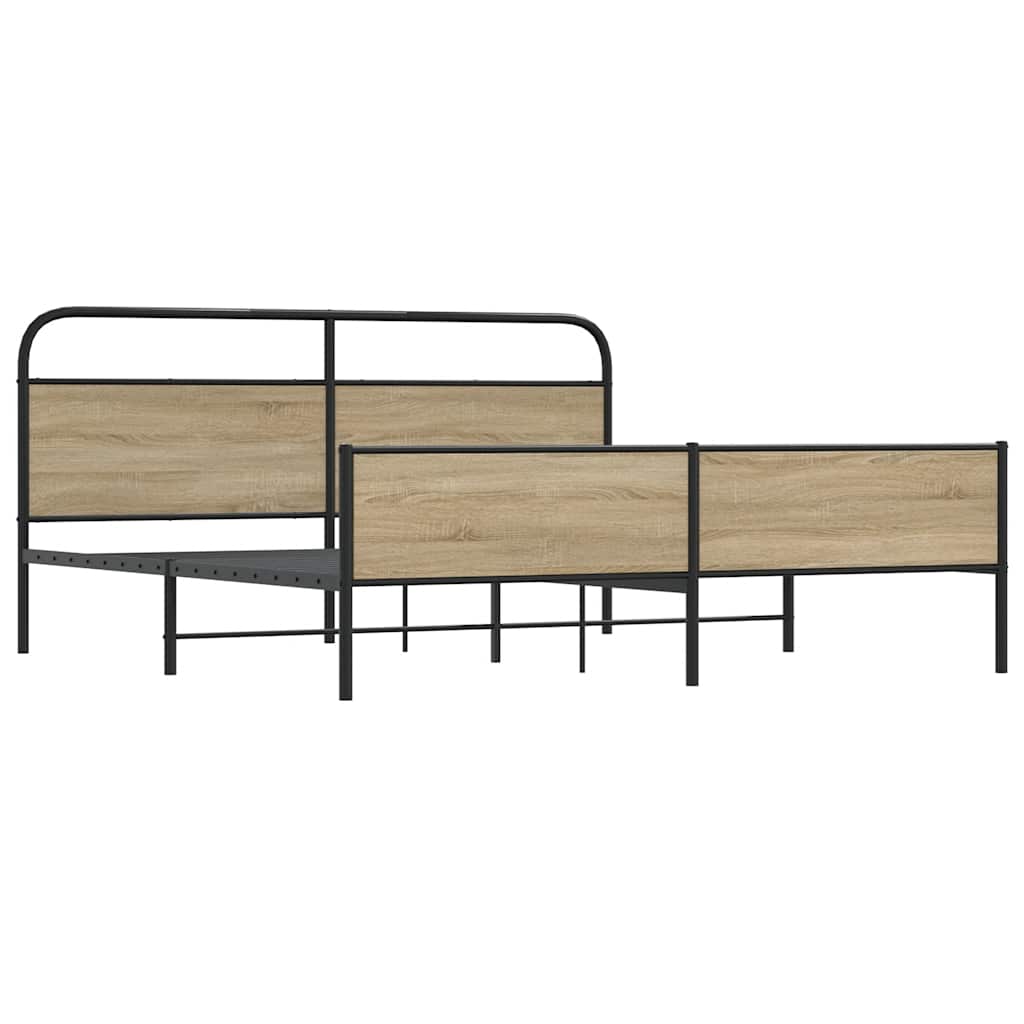 Cadre de lit en métal sans matelas chêne fumé 183x213 cm - XIOS