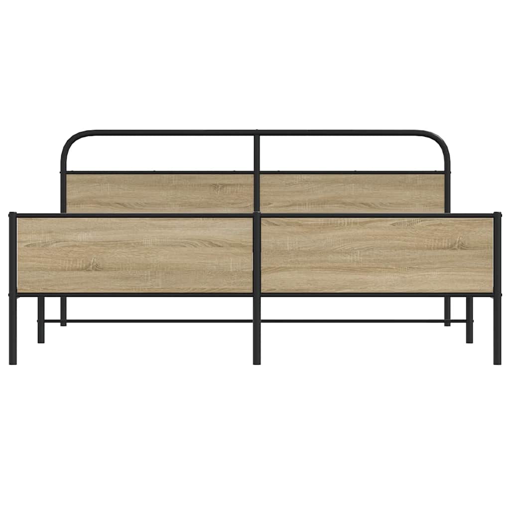 Cadre de lit en métal sans matelas chêne fumé 183x213 cm - XIOS