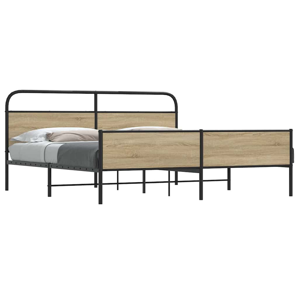Cadre de lit en métal sans matelas chêne fumé 183x213 cm - XIOS