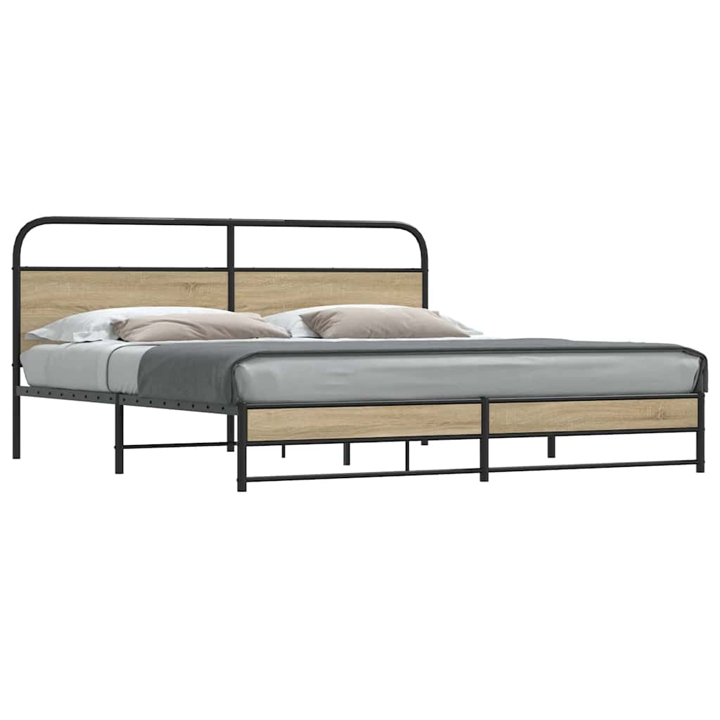 Cadre de lit en métal sans matelas chêne fumé 200x200 cm - XIOS