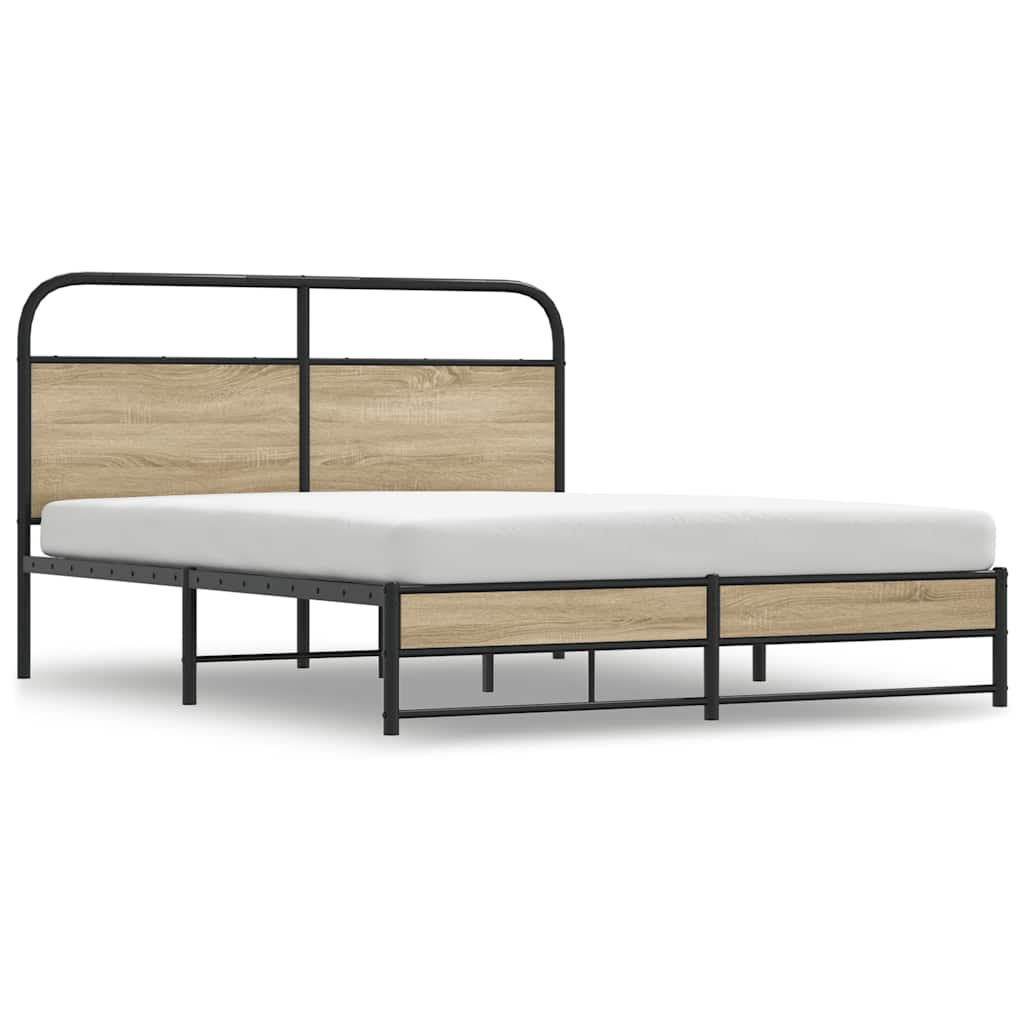 Cadre de lit en métal sans matelas chêne fumé 160x200 cm - XIOS