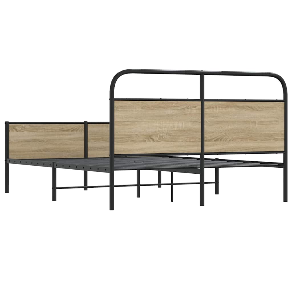 Cadre de lit en métal sans matelas chêne fumé 160x200 cm - XIOS