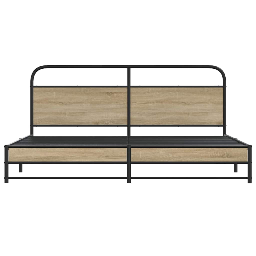 Cadre de lit en métal sans matelas chêne fumé 180x200 cm - XIOS