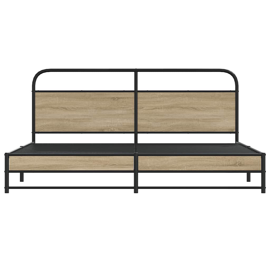Cadre de lit en métal sans matelas chêne fumé 183x213 cm - XIOS