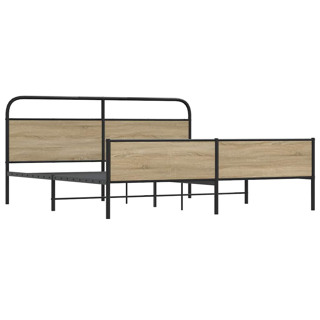 Cadre de lit en métal sans matelas chêne fumé 193x203 cm - XIOS