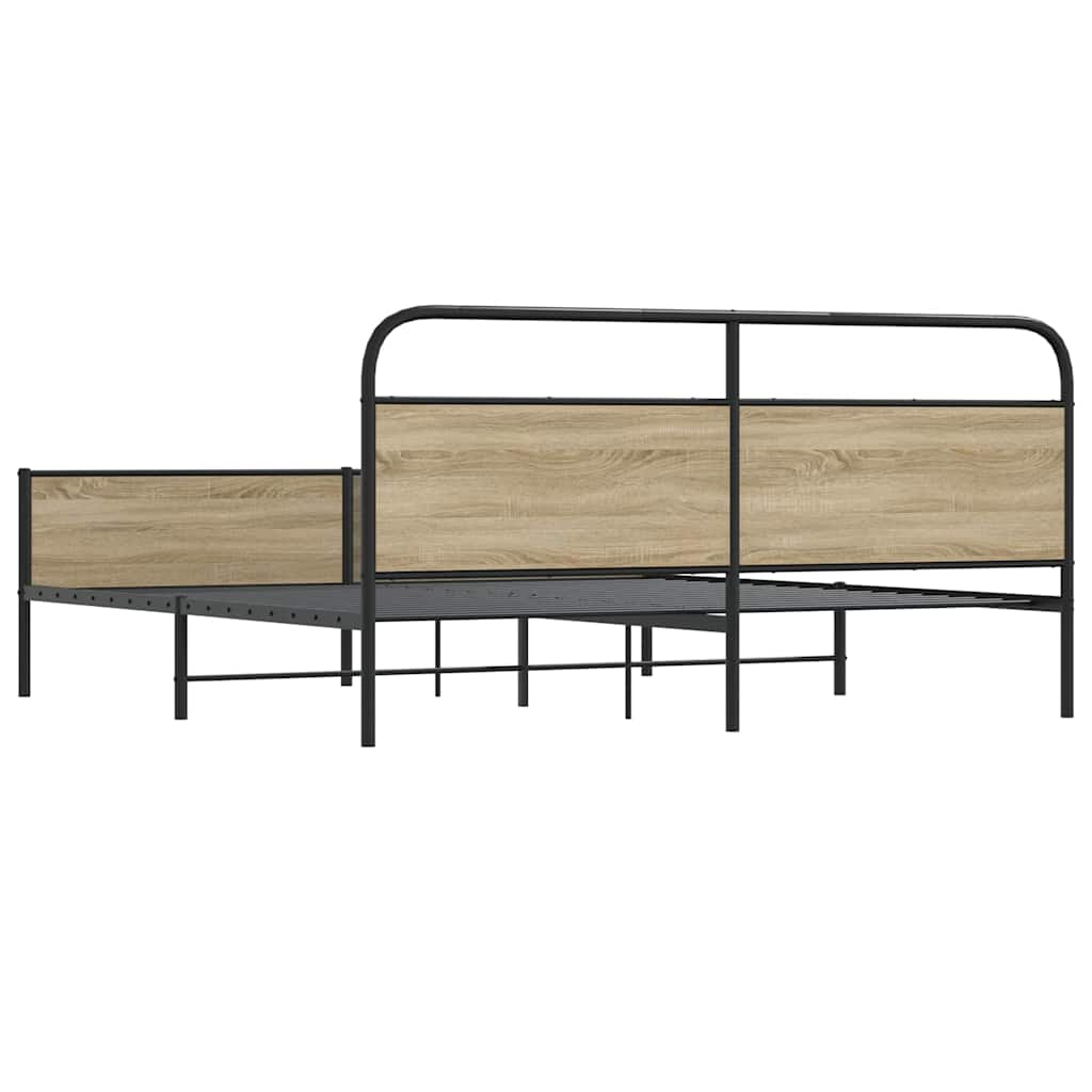 Cadre de lit en métal sans matelas chêne fumé 193x203 cm - XIOS
