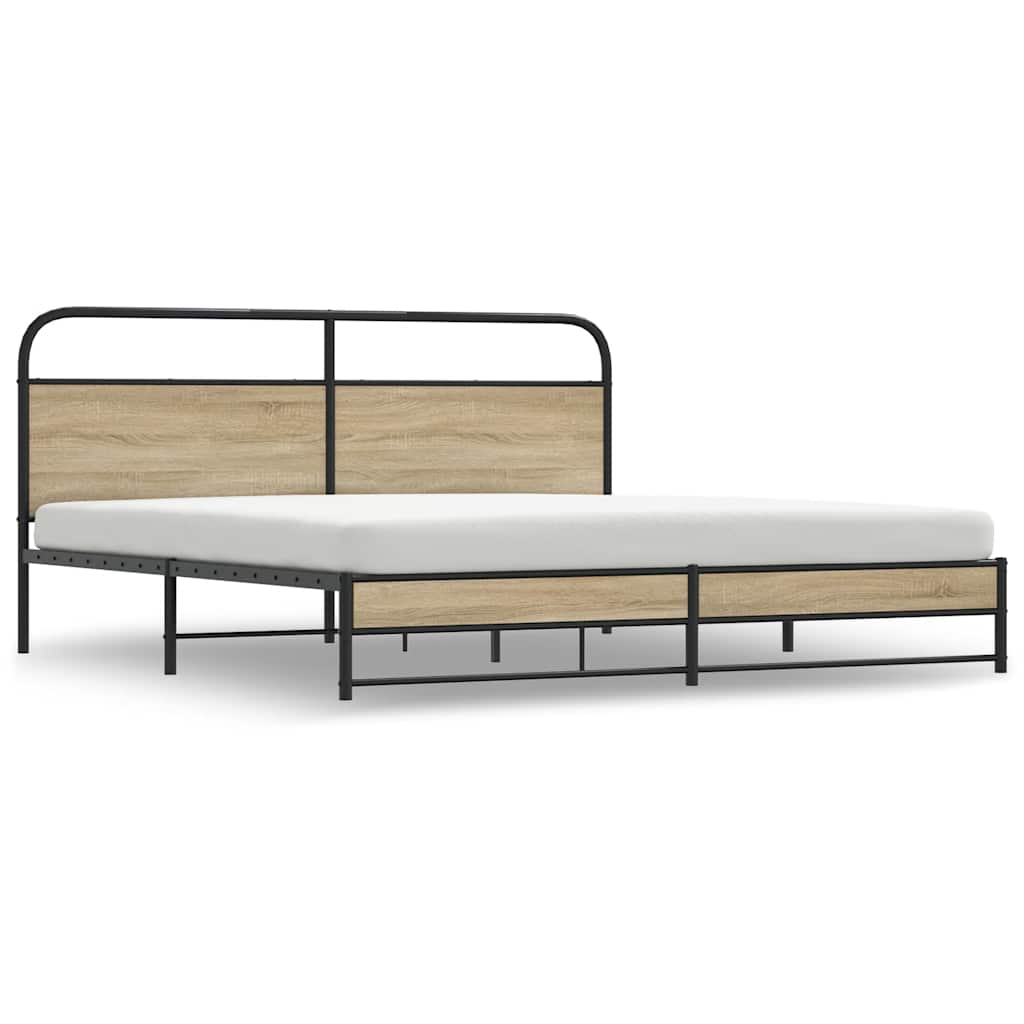 Cadre de lit en métal sans matelas chêne fumé 200x200 cm - XIOS