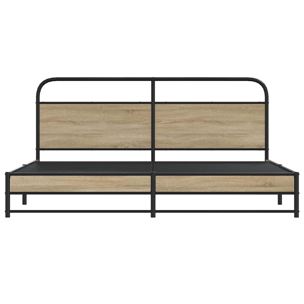 Cadre de lit en métal sans matelas chêne fumé 200x200 cm - XIOS