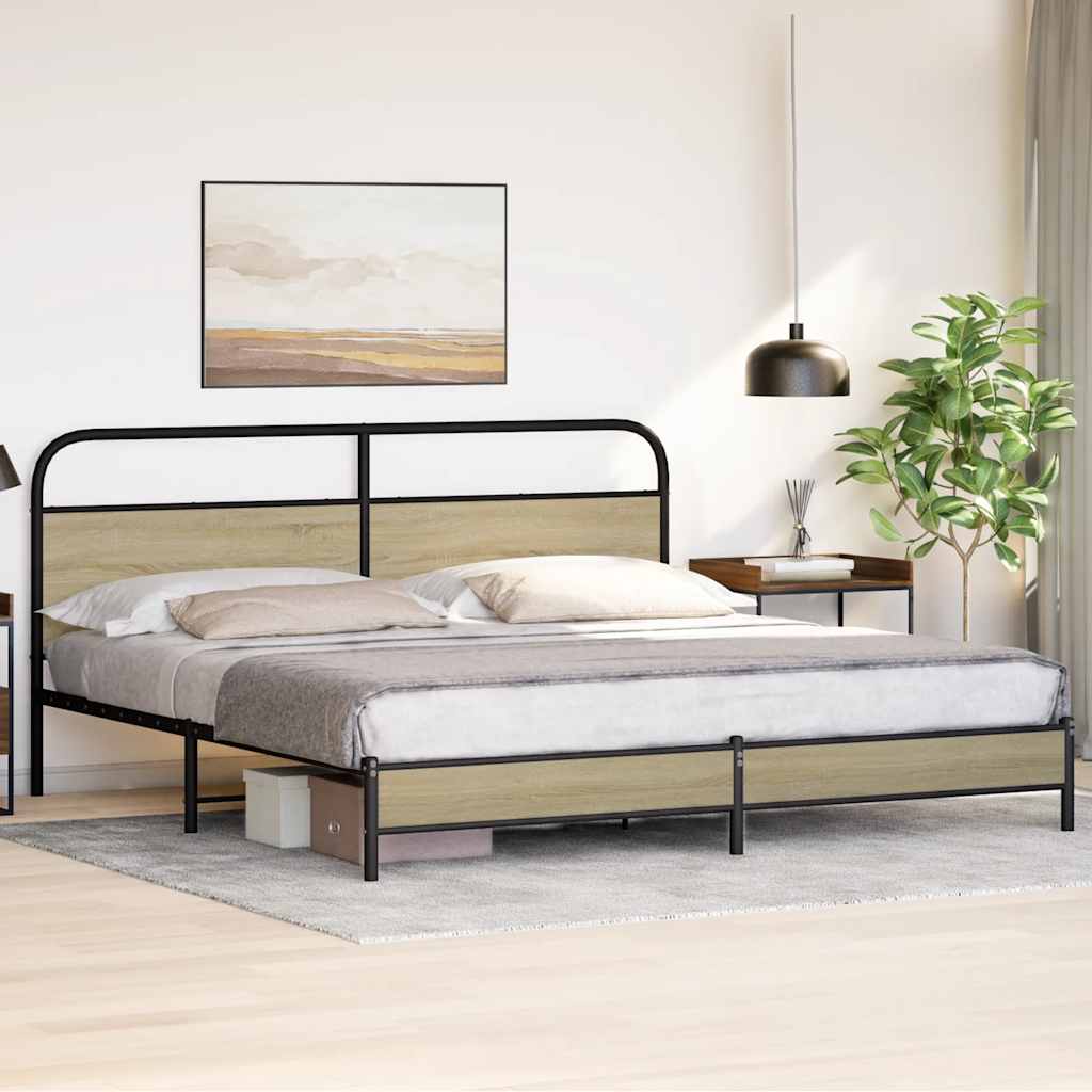 Cadre de lit en métal sans matelas chêne sonoma 183x213 cm - XIOS