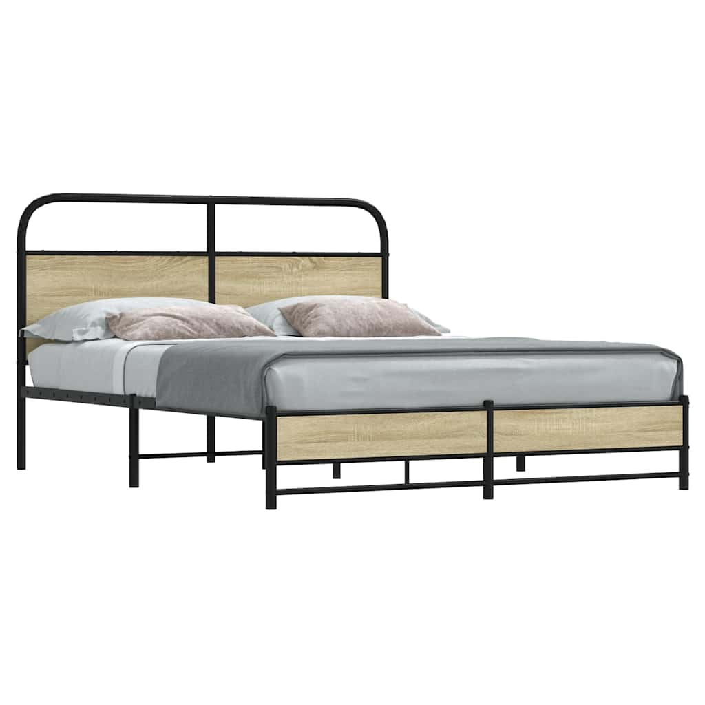 Cadre de lit en métal sans matelas chêne sonoma 160x200 cm - XIOS
