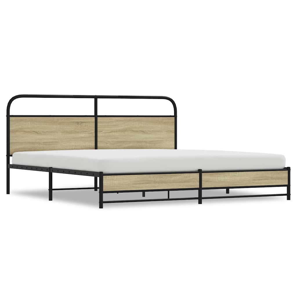 Cadre de lit en métal sans matelas chêne sonoma 183x213 cm - XIOS