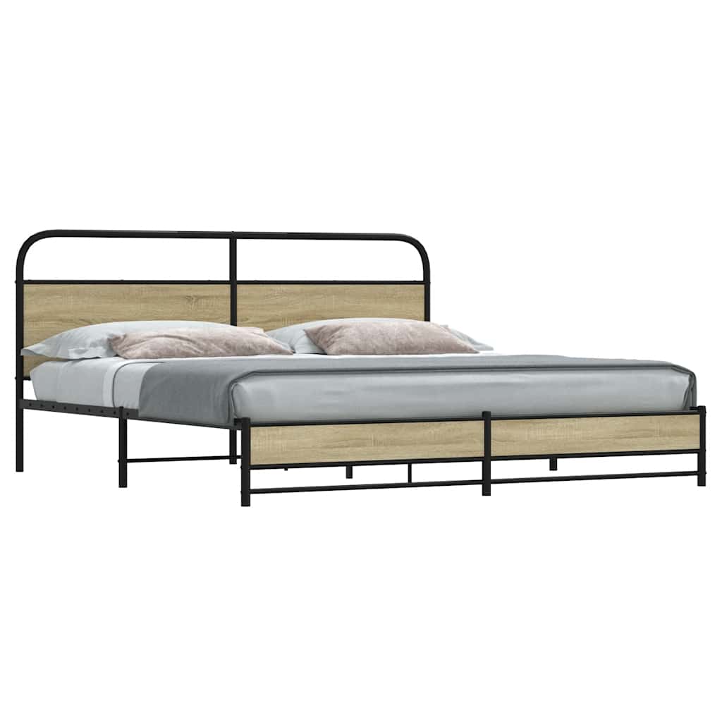 Cadre de lit en métal sans matelas chêne sonoma 183x213 cm - XIOS
