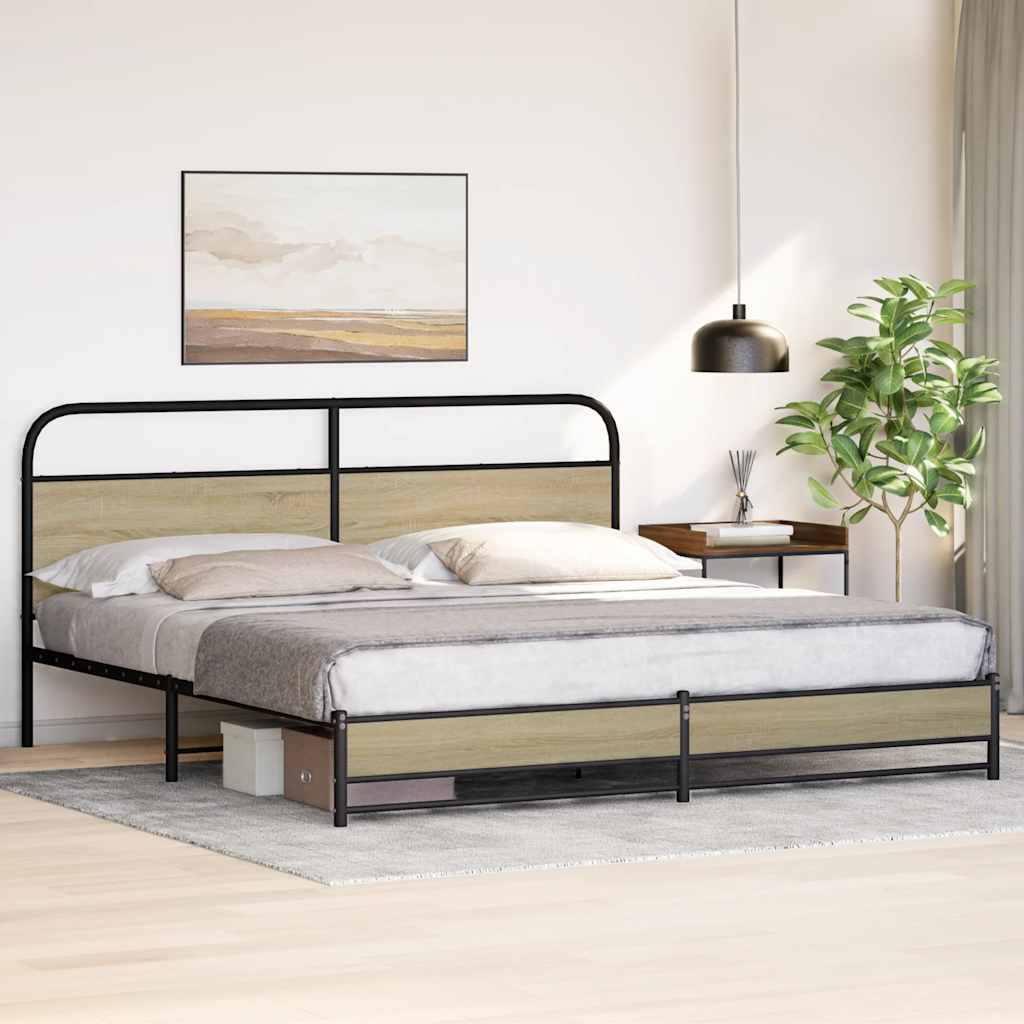 Cadre de lit en métal sans matelas chêne sonoma 193x203 cm - XIOS