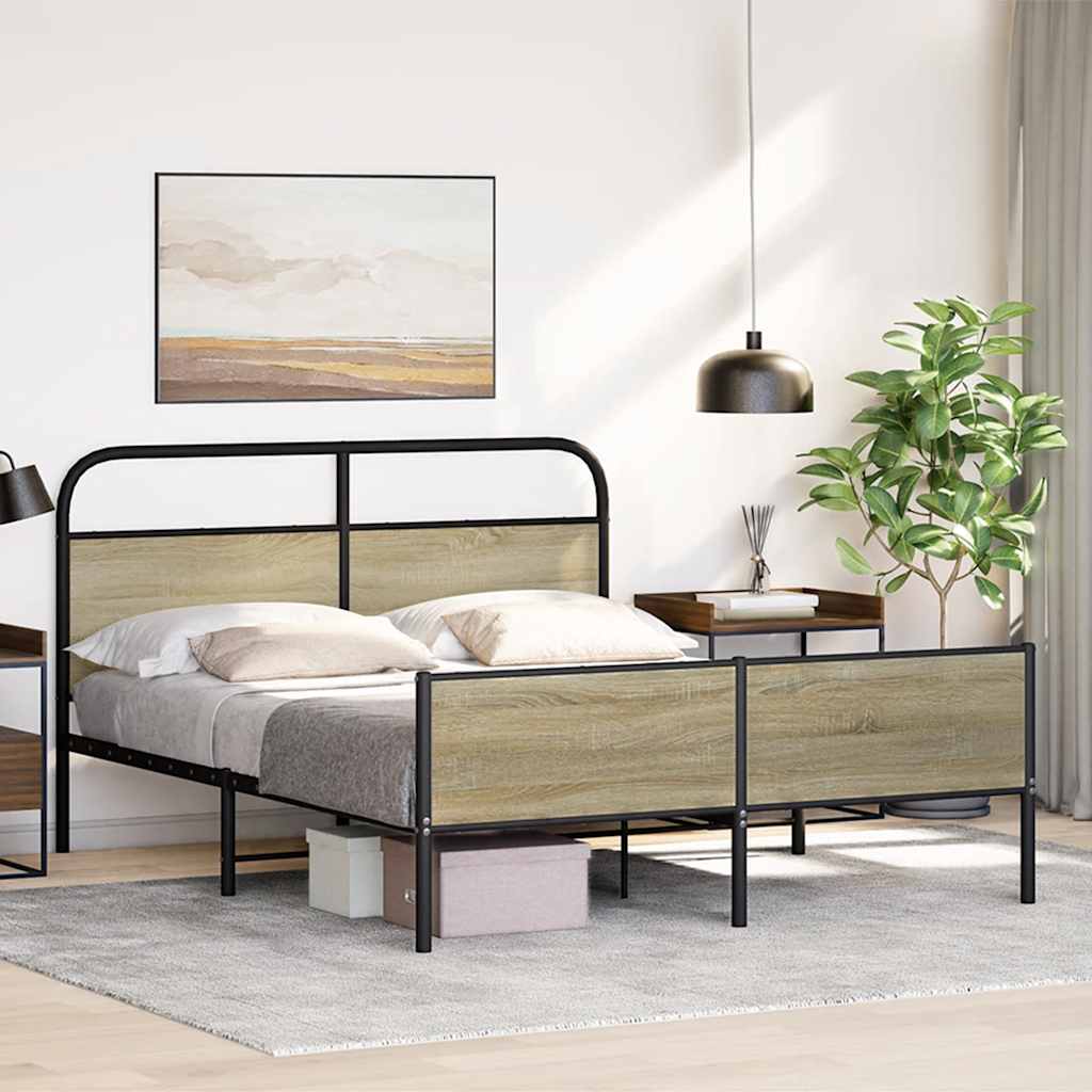 Cadre de lit en métal sans matelas chêne sonoma 160x200 cm - XIOS