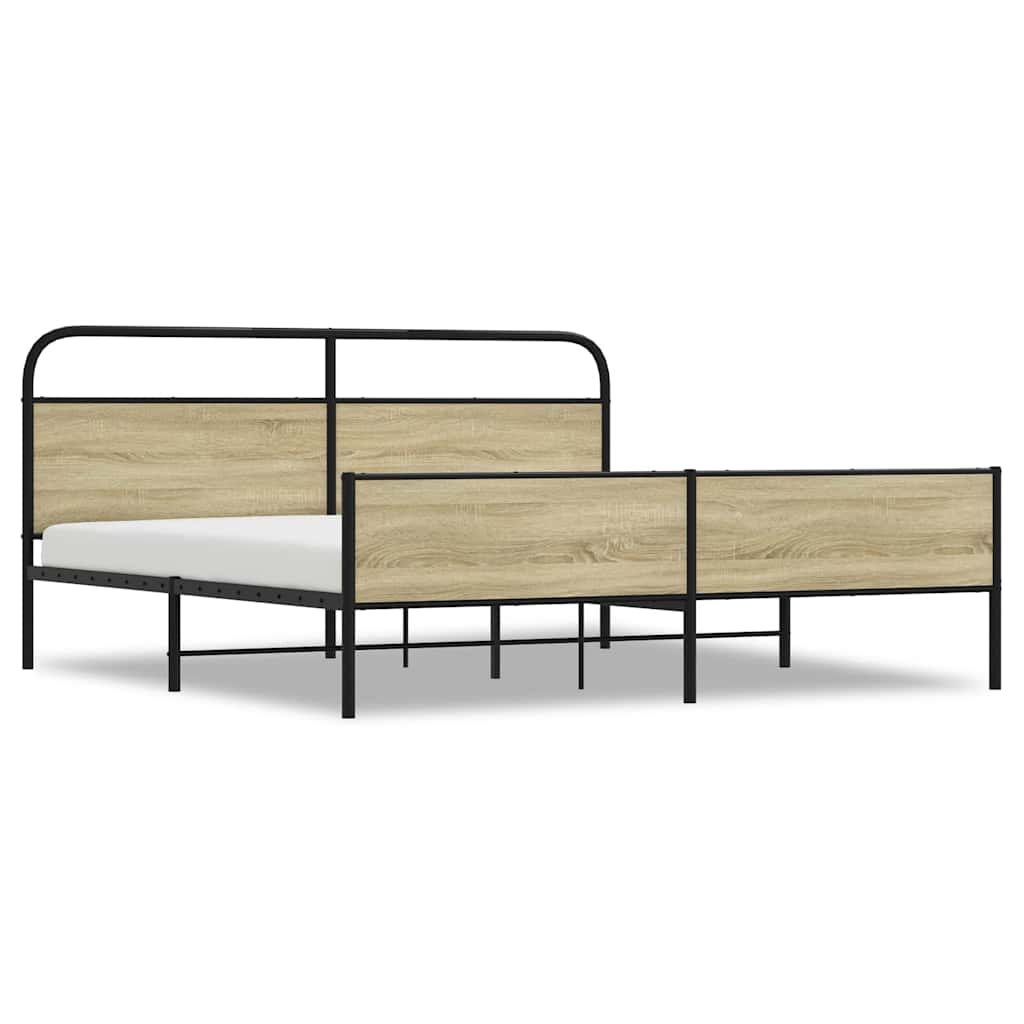 Cadre de lit en métal sans matelas chêne sonoma 193x203 cm - XIOS