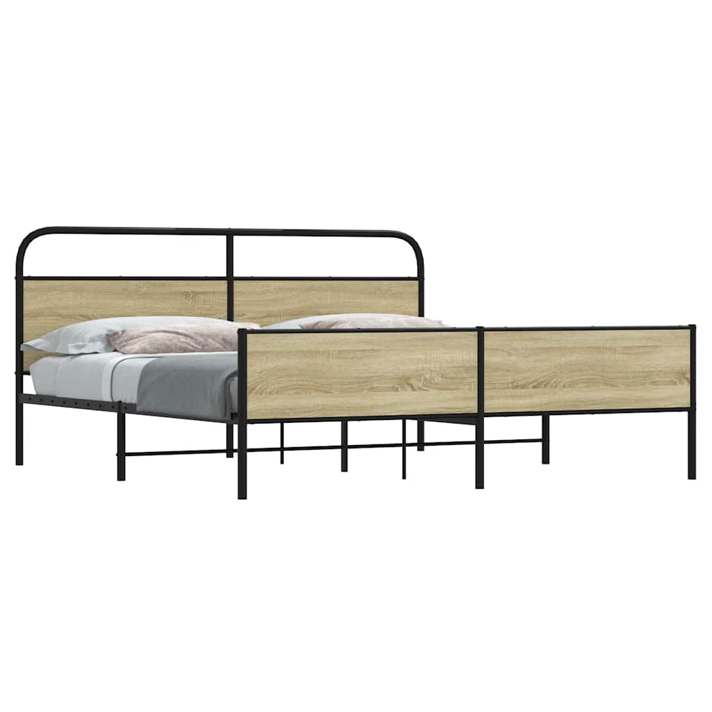 Cadre de lit en métal sans matelas chêne sonoma 200x200 cm - XIOS