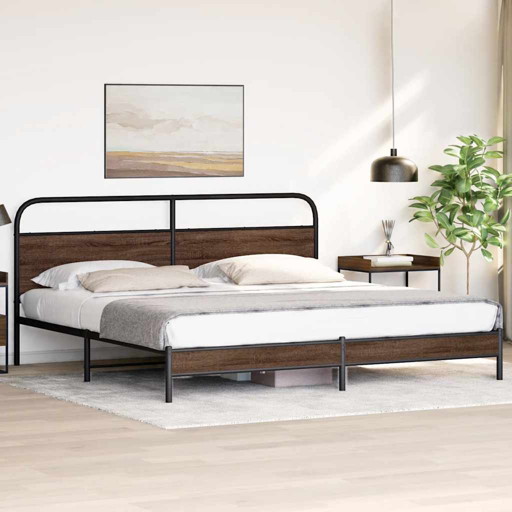 Cadre de lit en métal sans matelas chêne marron 180x200 cm - XIOS
