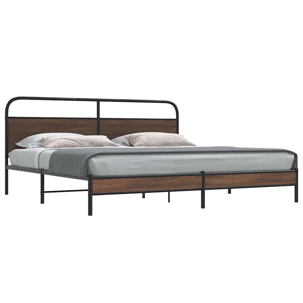 Cadre de lit en métal sans matelas chêne marron 200x200 cm - XIOS