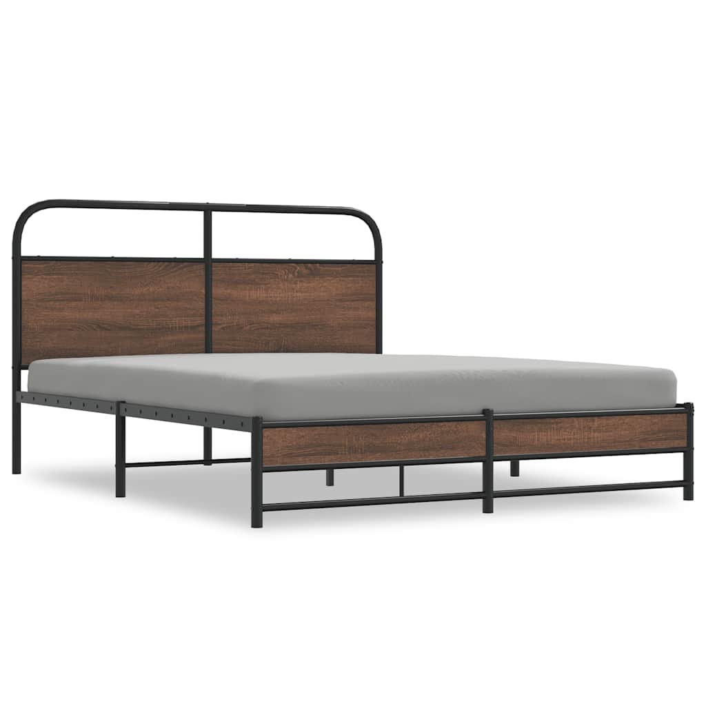 Cadre de lit en métal sans matelas chêne marron 160x200 cm - XIOS