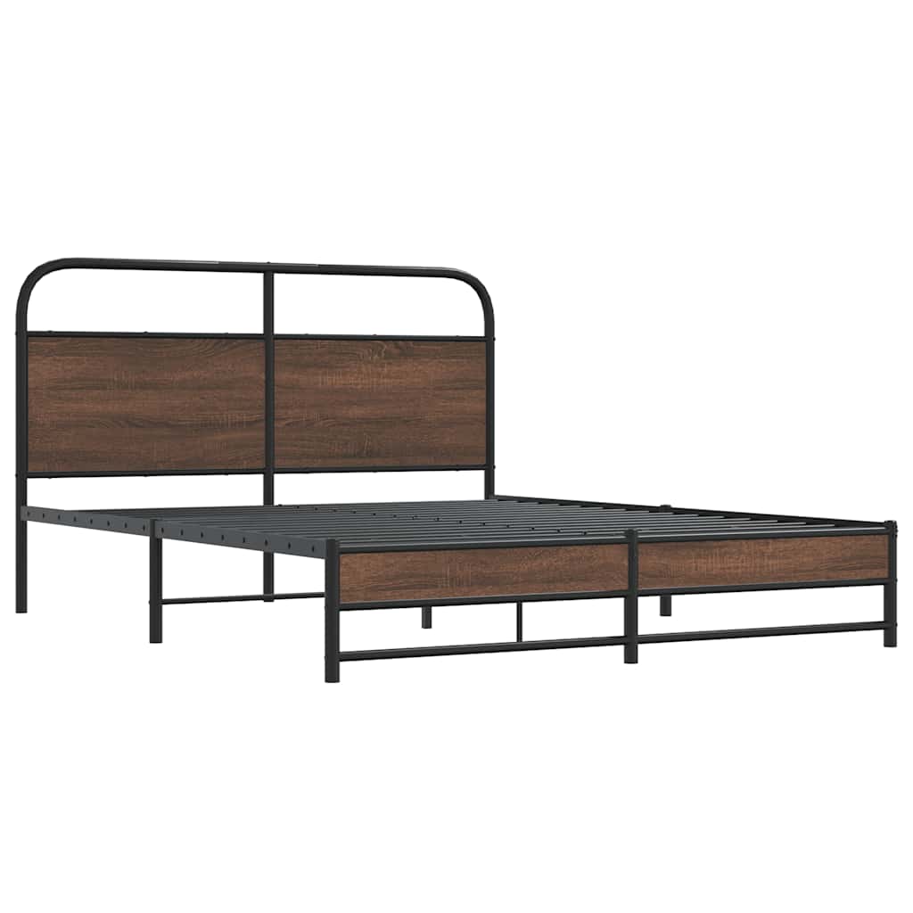 Cadre de lit en métal sans matelas chêne marron 160x200 cm - XIOS