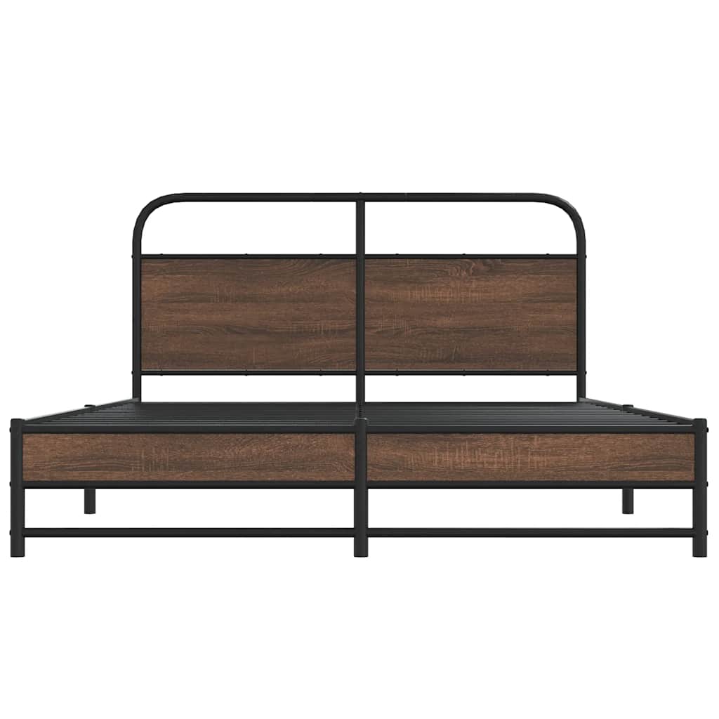 Cadre de lit en métal sans matelas chêne marron 160x200 cm - XIOS