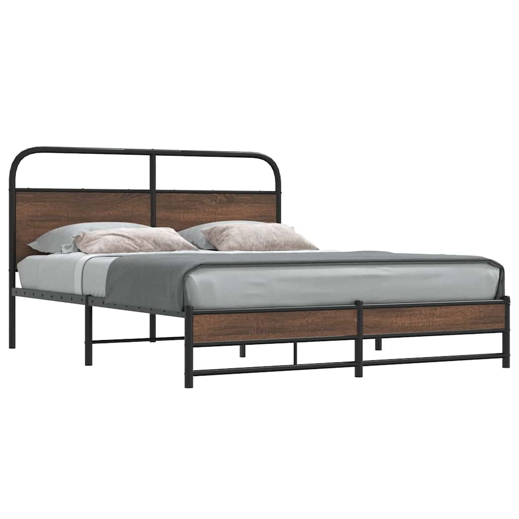 Cadre de lit en métal sans matelas chêne marron 160x200 cm - XIOS