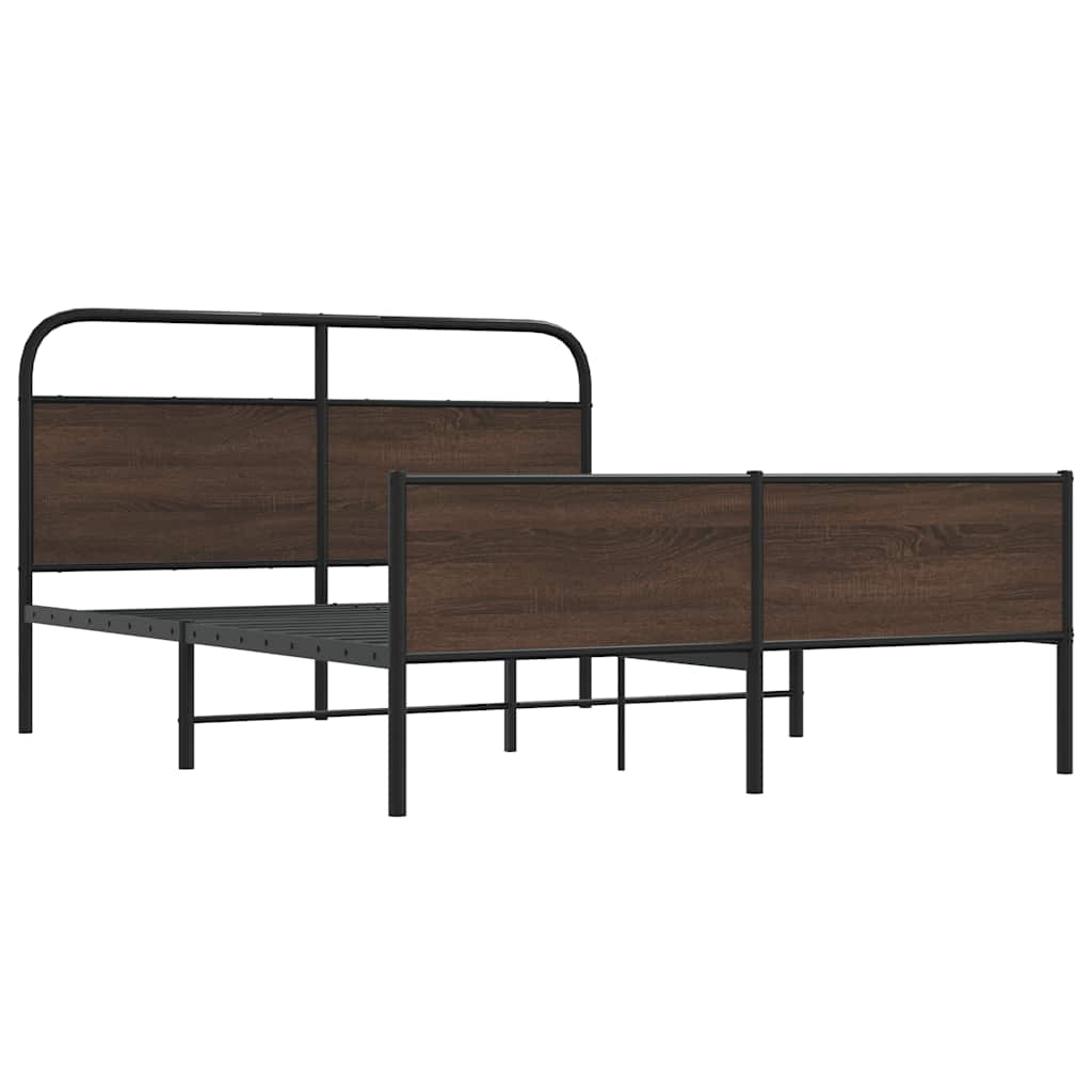 Cadre de lit en métal sans matelas chêne marron 150x200 cm - XIOS