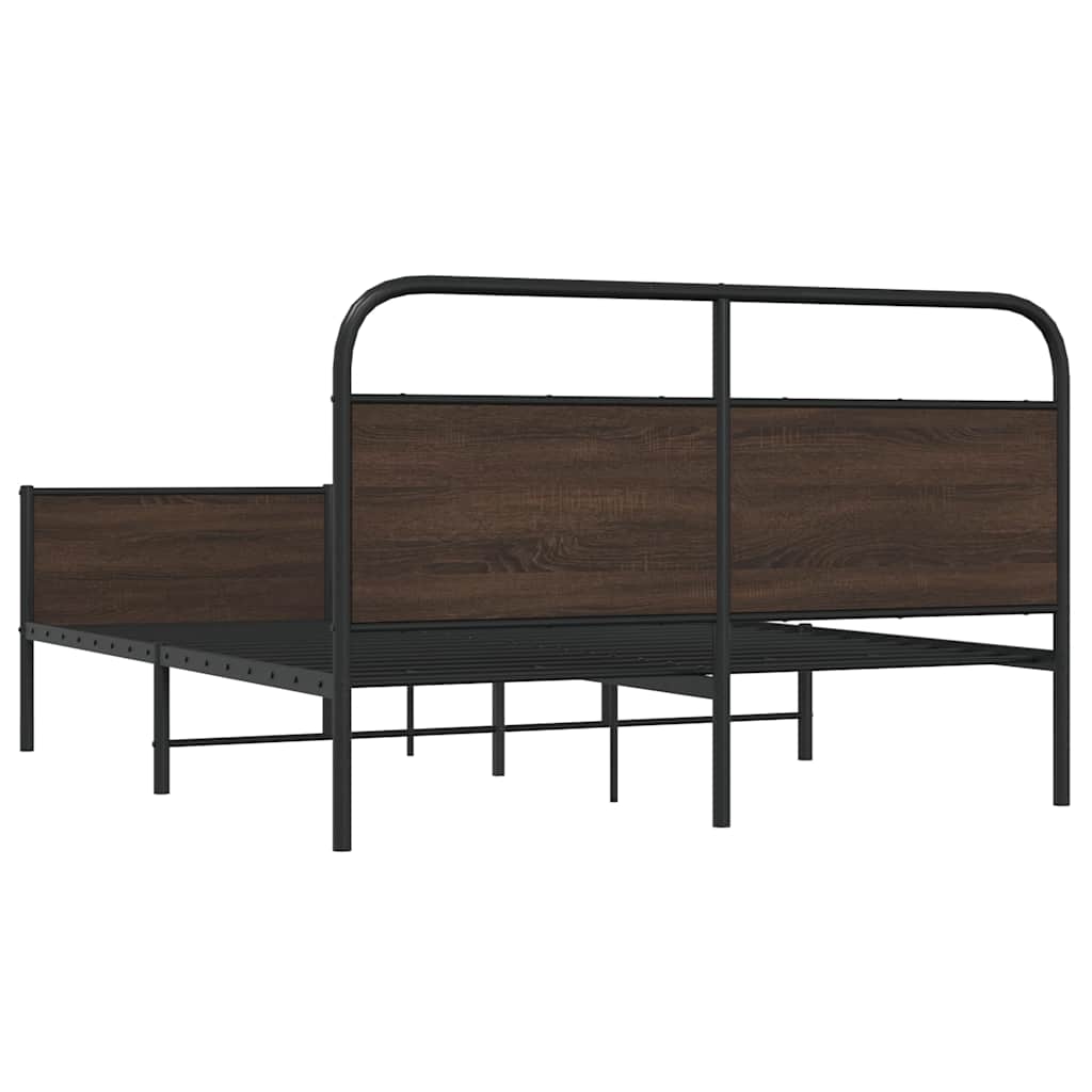 Cadre de lit en métal sans matelas chêne marron 150x200 cm - XIOS