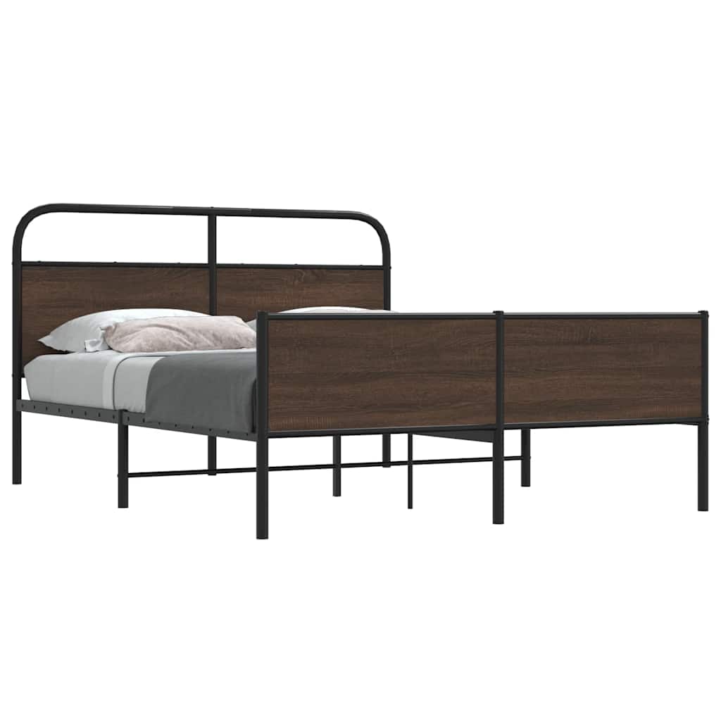 Cadre de lit en métal sans matelas chêne marron 150x200 cm - XIOS