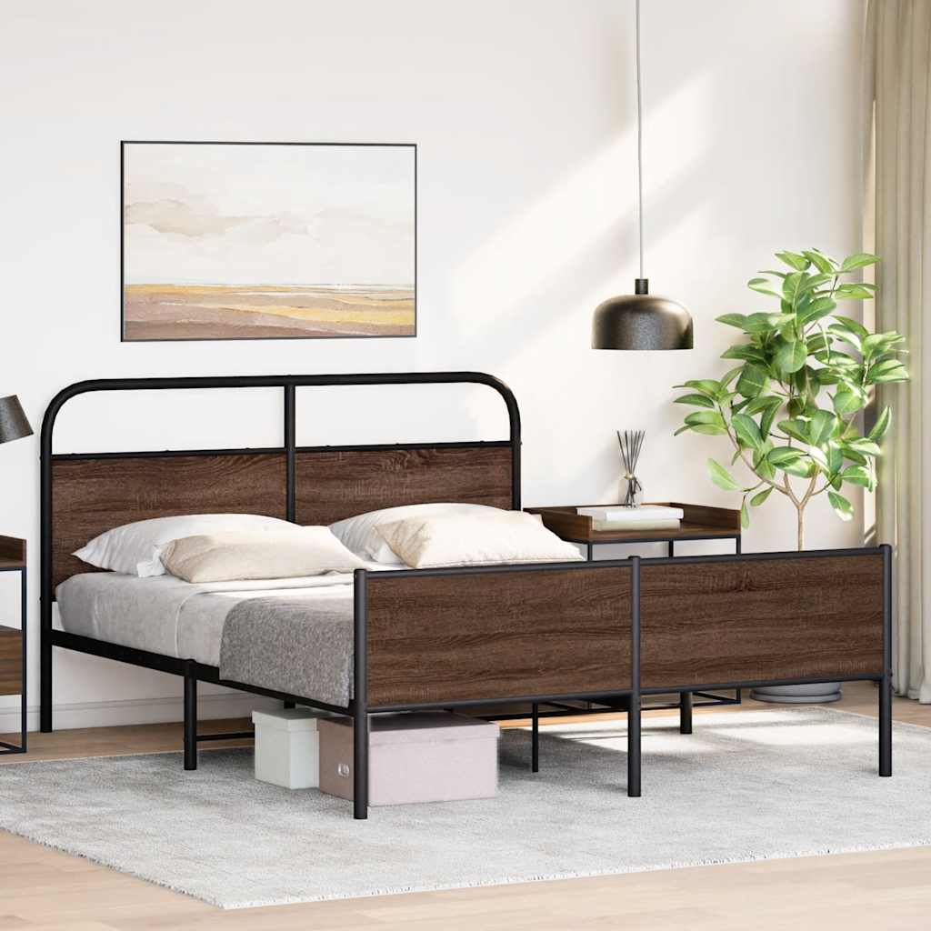 Cadre de lit en métal sans matelas chêne marron 160x200 cm - XIOS