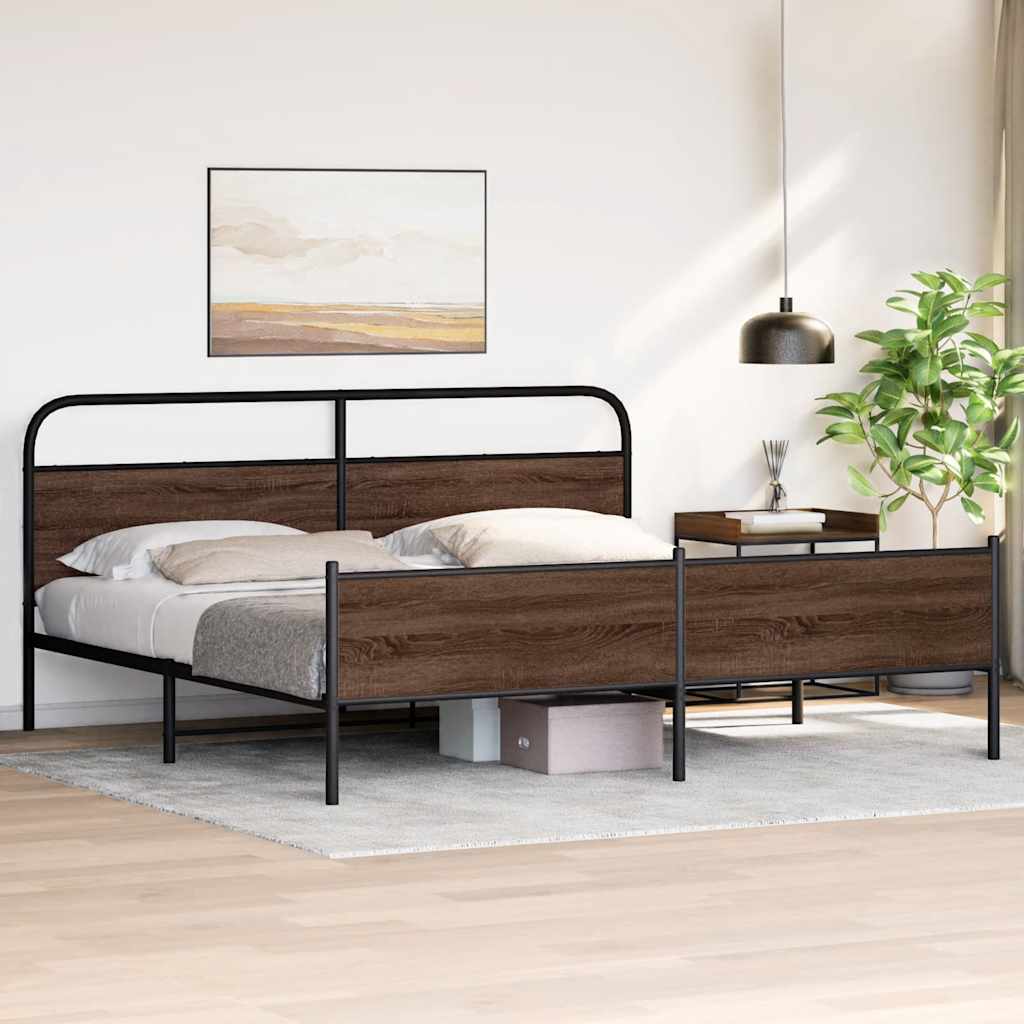 Cadre de lit en métal sans matelas chêne marron 180x200 cm - XIOS