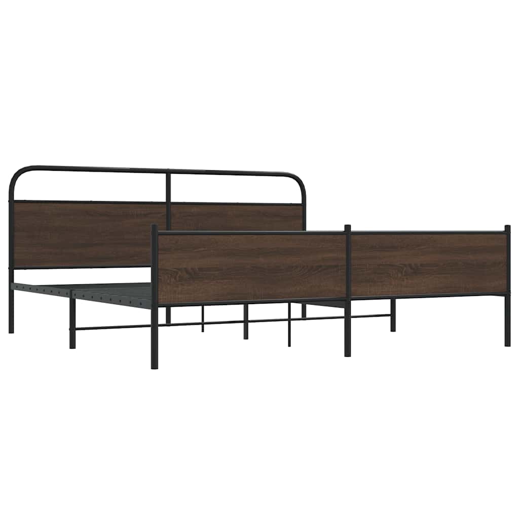 Cadre de lit en métal sans matelas chêne marron 183x213 cm - XIOS