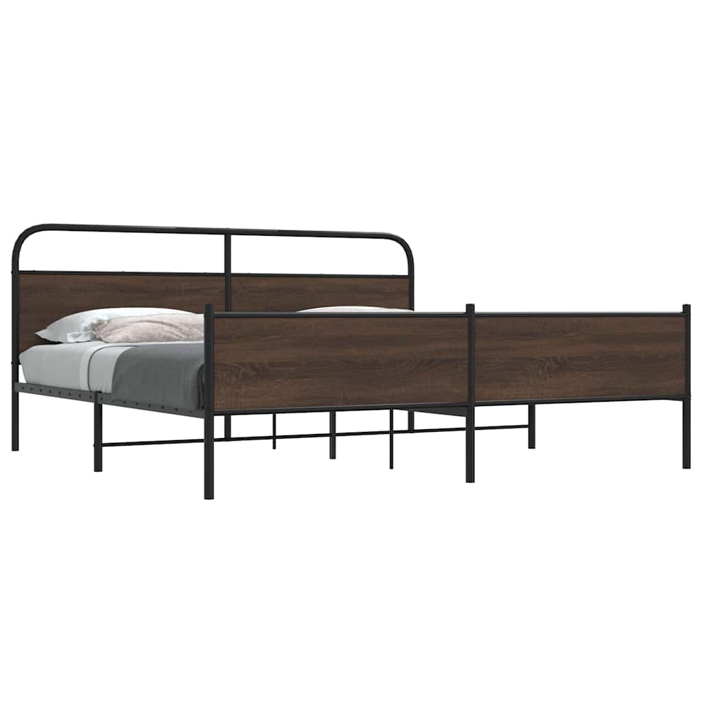 Cadre de lit en métal sans matelas chêne marron 183x213 cm - XIOS