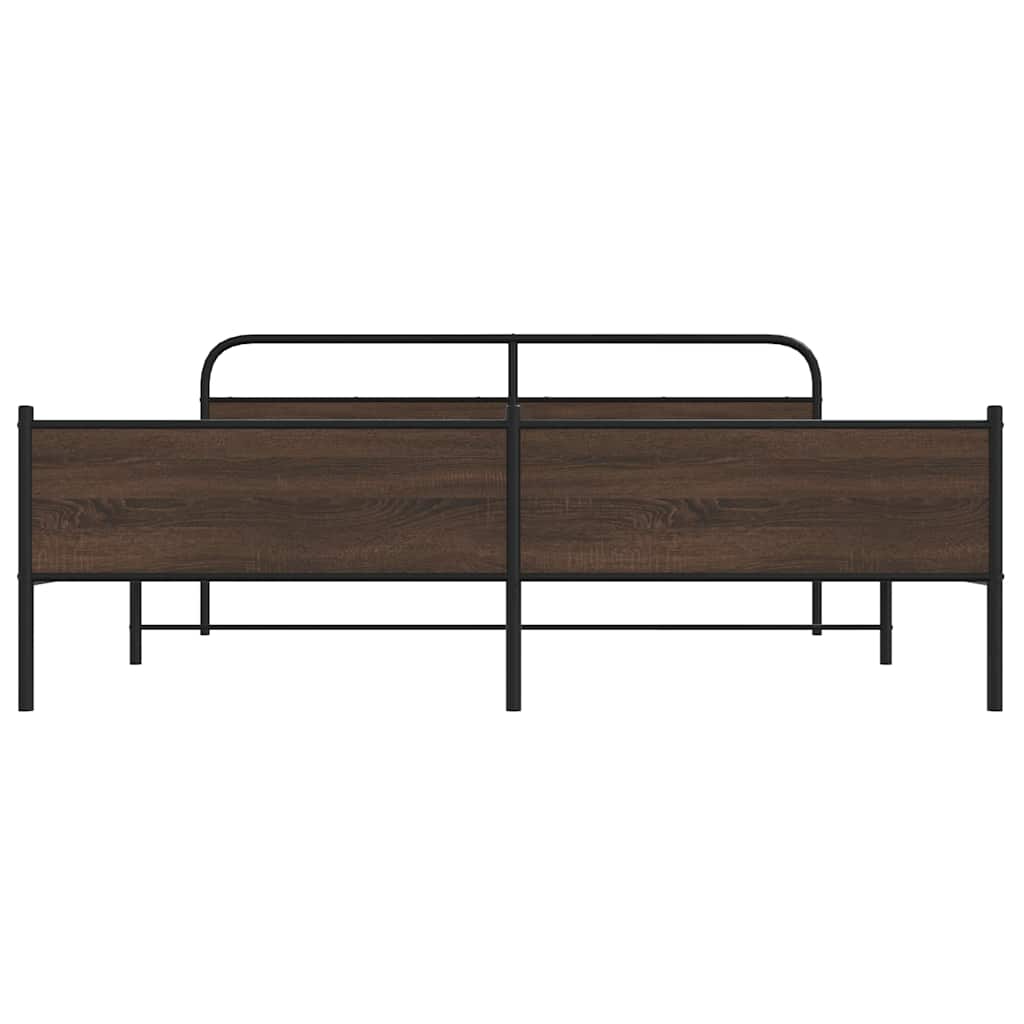 Cadre de lit en métal sans matelas chêne marron 193x203 cm - XIOS
