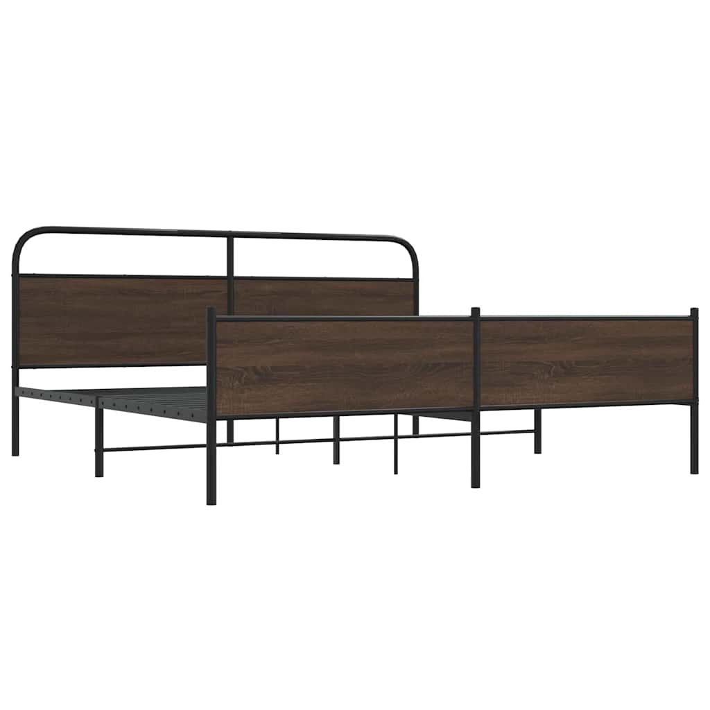 Cadre de lit en métal sans matelas chêne marron 200x200 cm - XIOS